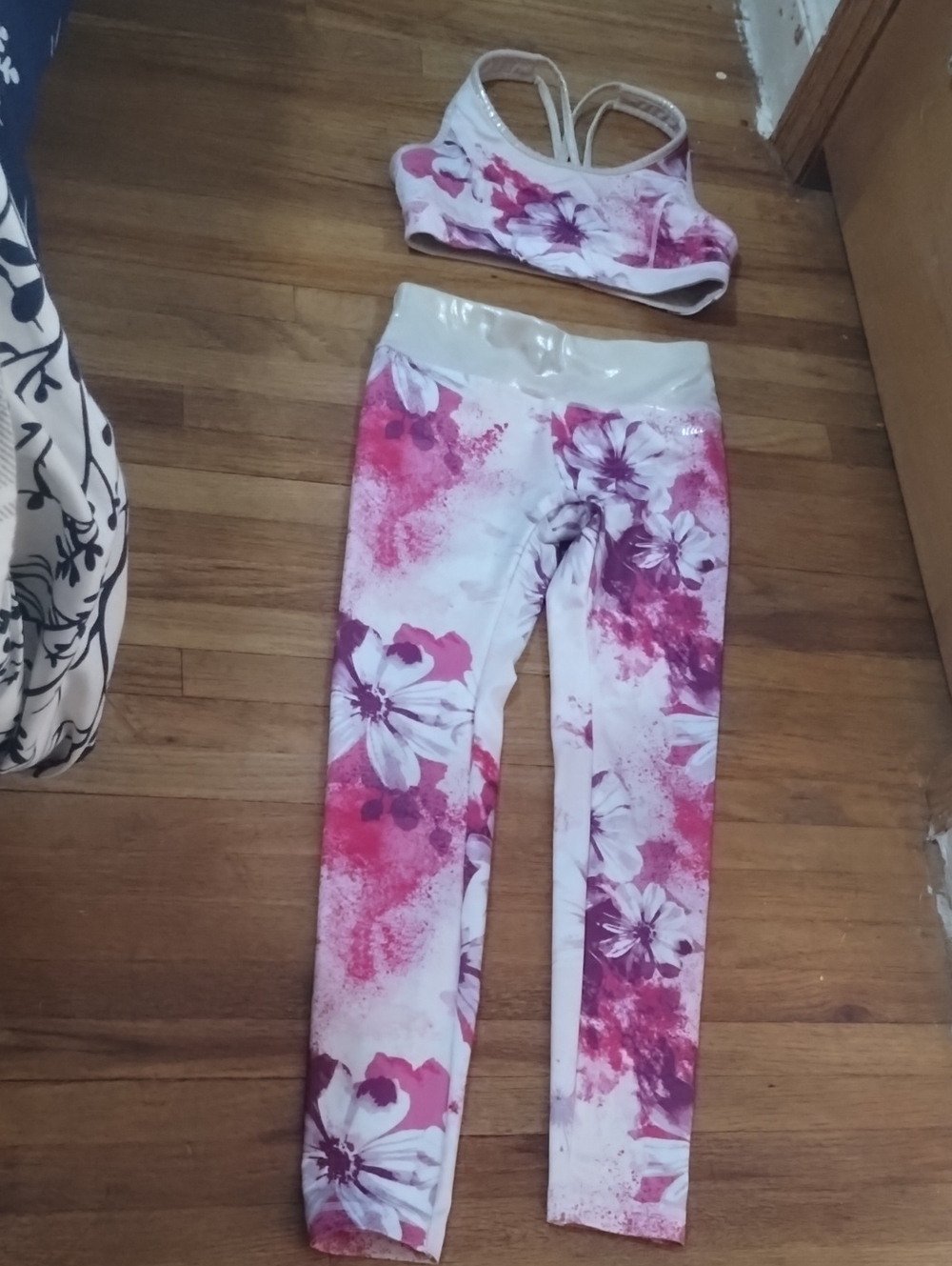 Justice Pink and White Floral Leggings Set